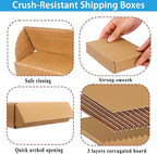 50 Pack Small Corrugated Cardboard Boxes for Packing and Mailing, Literature Mailer (Internal Size: 6x4x1 Inch)