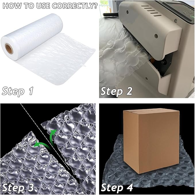 RHBLME 15.8 Inch Wide x 984 Feet Length Moving Bubble Shipping Wrap Roll, 300M Long Air Cushion Packing Inflatable Large Bubble Shipping Wrap for Moving Packing Mailing (Need Machine Inflate)