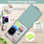 Small Clipboard with Storage, A5 Clipboards with Pen Holder, Half Letter Clip Boards 6x9 Mini Plastic Clipboard with Low Profile Clip for Classroom, School, Office Supplies (Grey Green)