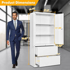 STANI 2 Drawer Lateral File Cabinet, Metal Storage with Drawers, Locking File Cabinet with Shelves, Metal Storage Cabinets for Letter/Legal/F4/A4 Size Files