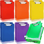 Crtiin 12 Pcs Plastic Clipboard with Storage Colored A4 Nursing Holder Heavy Duty Waterproof Storage Clipboard Folder for Office School Nurses Teacher Essentials (Bright Color)