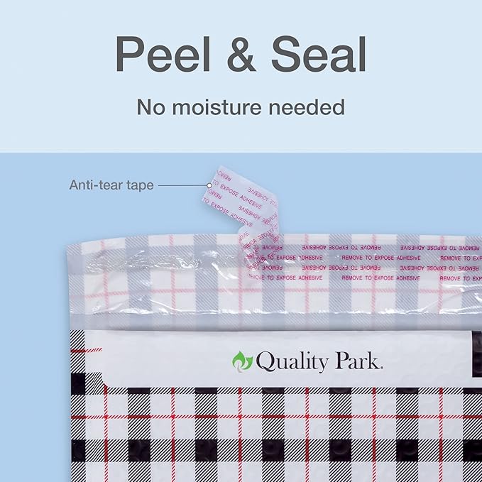 Quality Park Bubble Mailers, 8.25 x 11, Shipping Envelopes, Water Resistant Poly Padded Envelopes, Plaid, 25 Pack (QUA85872)
