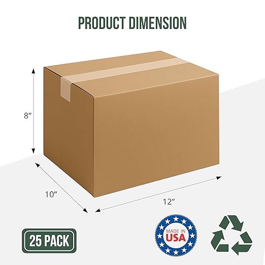 12x10x8 Shipping Boxes Small Moving Boxes, 25 Packs Cardboard Box Corrugated Boxes Shipping Box Moving Box for Business Packaging Box