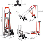 3-in-1 Industrial Convertible Hand Truck Dolly,1000 lbs Capacity Aluminum Hand Truck for Stairs,Hand Trucks Heavy Duty Dolly Cart with Stair Climbing Wheels for Moving,Transport(Red)