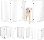 Metal Freestanding Dog Gates with Door,Extra Wide 24", 32" Height Foldable Dog Fence for Indoor & Outdoor, Heavy Duty Freestanding Pet Barrier for Stairs, Doorways, Halls, Kitchen,Yard,Christmas Tree