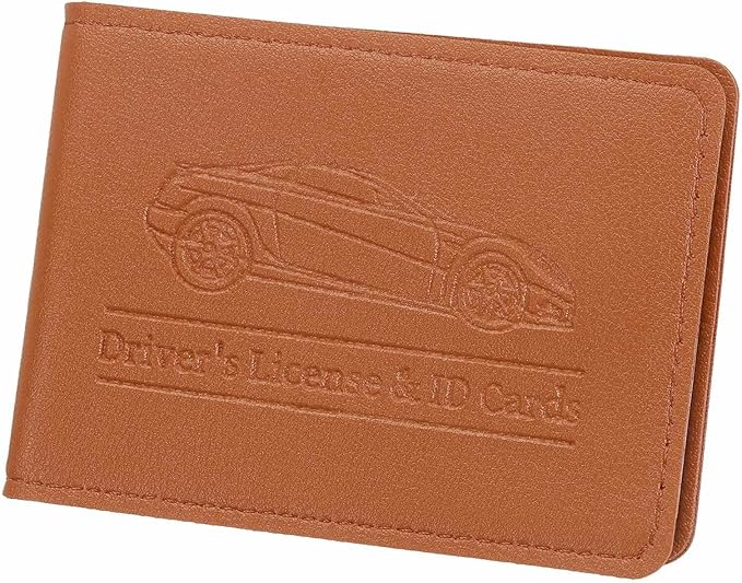 HARFINGTON Car Registration and Insurance Holder PU Leather Vehicle Glove Box Organizer Storage Accessories Car ID Holder with 6 Pockets for License ID Card Bank Card Documents, Brown