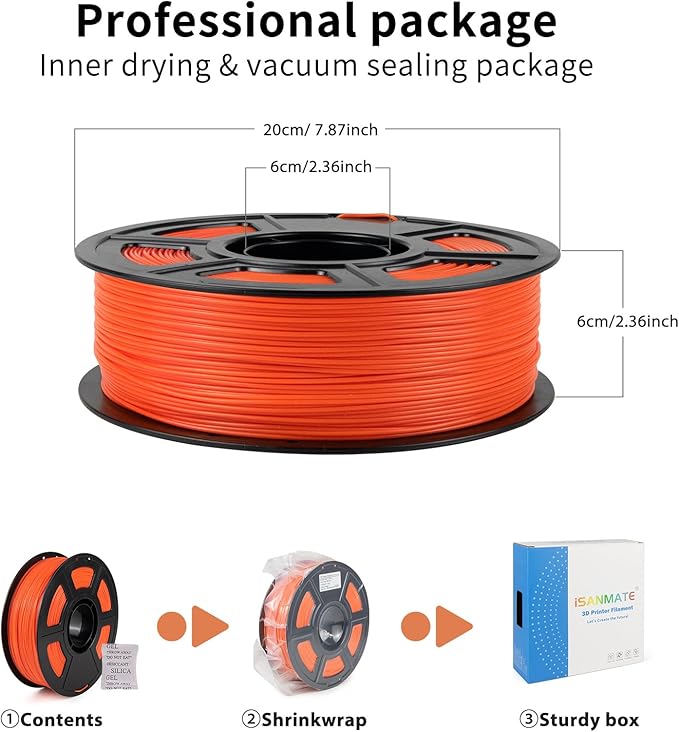 iSANMATE ASA Filament 1.75mm Orange 1KG, UV & Weather Resistant 3D Printer Filament Perfect for Outdoor Functional Parts, Dimensional Accuracy +/- 0.02mm, 1kg Spool (2.2lbs)