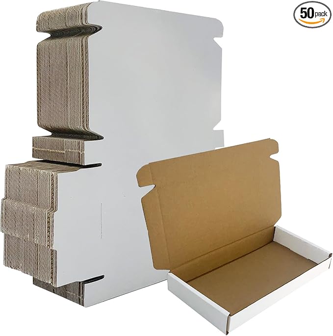 8x4x1 inch Small White Shipping Boxes 50 Pack, Corrugated Cardboard Mailer Boxes Bulk for Packaging Business Mailing Gift，Mini Mailer Boxes for Packaging Supplies Business Present