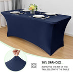 Obstal 6 Pack Stretch Spandex Table Covers for 8 Foot Tables - 8 FT Universal Rectangular Fitted Tablecloth Protector for Wedding, Banquet, Party (Navy, 96 Length x 30 Width x 30 Height Inches)