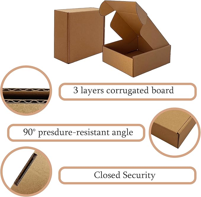 Shipping Boxes 6x5x2 inch 50 Pack,Brown Corrugated Boxes Mailer Packaging for Mailing Small Business，E-Commerce Gift Boxes for Wrapping Present Moving Storage Heavy Duty Recycled Cardboard Boxes