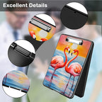 Clipboard with Storage,Office Supplies Nursing Clipboards Folder with Pen Holder Plastic Foldable Clip Board with Storage for Nurse Teacher,Sunset Flamingo