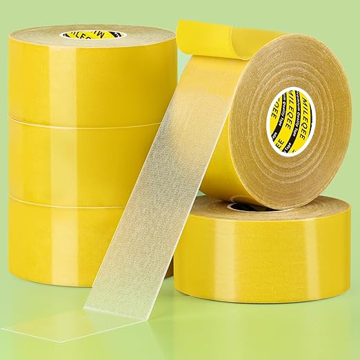 5Pack Double Sided Tape Heavy Duty, 2in x 66FT (330FT Total), Super Sticky Resistente Clear Tape, Universal High Tack Strong Wall Adhesive with Fiberglass Mesh,Easy Use Mounting Tape