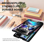 A4 Clipboards,Heavy Duty Waterproof Nursing Plastic Folder Clipboard with Storage Clip Boards,File Folder Storage Box Clipboard Case for Teacher,Doctor,Offices,Galaxy Hipster Cat