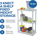 Gracious Living 3 Shelf Knect-A-Shelf Solid Light Duty Storage Unit 12 x 24 x 33 Organizer for Home, Garage, Basement & Laundry, White
