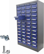 Parts Cabinet 48 Drawer Parts Drawer Storage Bolt Bins Organizer Storage Steel Tool Chest ABS/PS Material with Partitions and Labels
