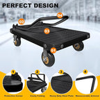 Heavy Duty Platform Truck Flat Cart Hand Trucks,1500 to 2000Lbs Steel Push Cart Dolly with Brake Design, 36 x 24in or 27x19in Large Flatbed Black Trolley (BL, 36X24 Large)