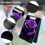 Clipboard with Storage,Office Supplies Nursing Clipboards Folder with Pen Holder Plastic Foldable Clip Board with Storage for Nurse Teacher,Purple Rose