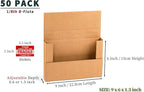 50 Pack 9x6x1.3 inch Small Shipping Boxes, Multi-Depth Flat Cardboard Boxes with Fragile Stickers for DVD Shipping, Packing, Moving, Storage, Brown