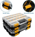 Double Side Tool Box Organizer, Hardware Storage Box, Portable Small Parts Organizer with Removable Plastic Dividers for Screws, Nuts, Nails, Bolts (Orange)