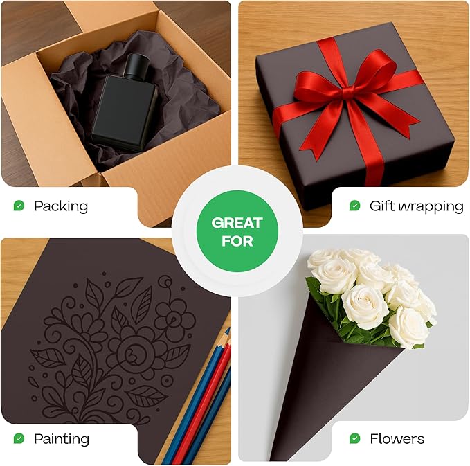 12" x 1200" (100 ft) Black Kraft Paper Roll, Pack of 2 - USA-Made Quality Craft Paper for Gift Wrapping, Kids' Arts & Crafts, School Projects - 100% Recycled, 50 lb Natural Material by IDL Packaging