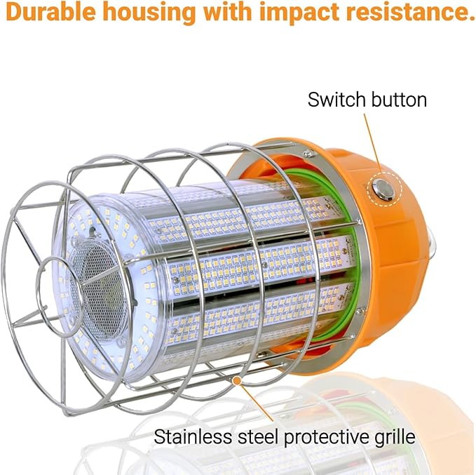 400W LED Temporary Work Light with ON/Off Switch & Hook, 56,000LM 5000K Daylight, Portable Hanging Construction Site Light for Jobsite, Warehouse, Workshop, Outdoor Projects
