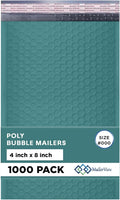 Green Small Bubble Mailers 4x8 Inch #000 | Thick Padded Poly Bubble Mailer Envelopes | 1000 Pack Bulk | Trading Card Sports Card Shipping