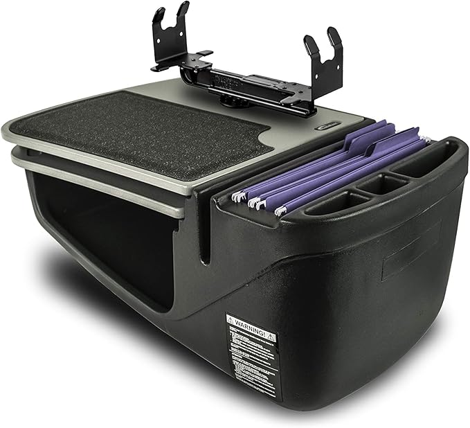 AutoExec GripMaster Car Desk for Your Vehicle Workstation and Mobile Office, Grey with Printer Stand