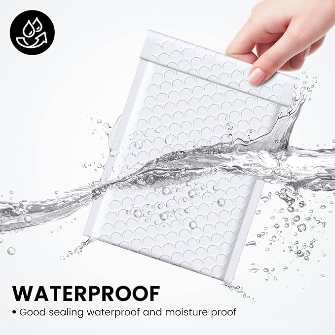 Fuxury Bubble Mailers 4x8 Inch White 200 Pack Padded Envelopes Usable Size 4x7" Thick Mailing Envelopes Bubble Opaque Padded Mailers Shipping Bags for Mailing Jewelry Makeup Small Business#000