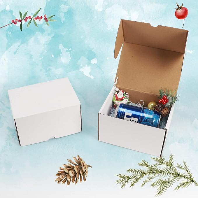 WIFTREY 7x5x4 White Shipping Boxes 25 Pack for Small Business, Small Corrugated Cardboard Boxes for Mailing, Packing, Shipping