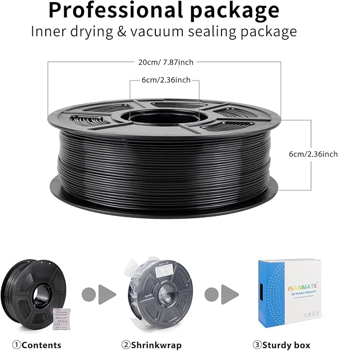iSANMATE ASA Filament 1.75mm Black 1KG, UV & Weather Resistant 3D Printer Filament Perfect for Outdoor Functional Parts, Dimensional Accuracy +/- 0.02mm, 1kg Spool (2.2lbs)
