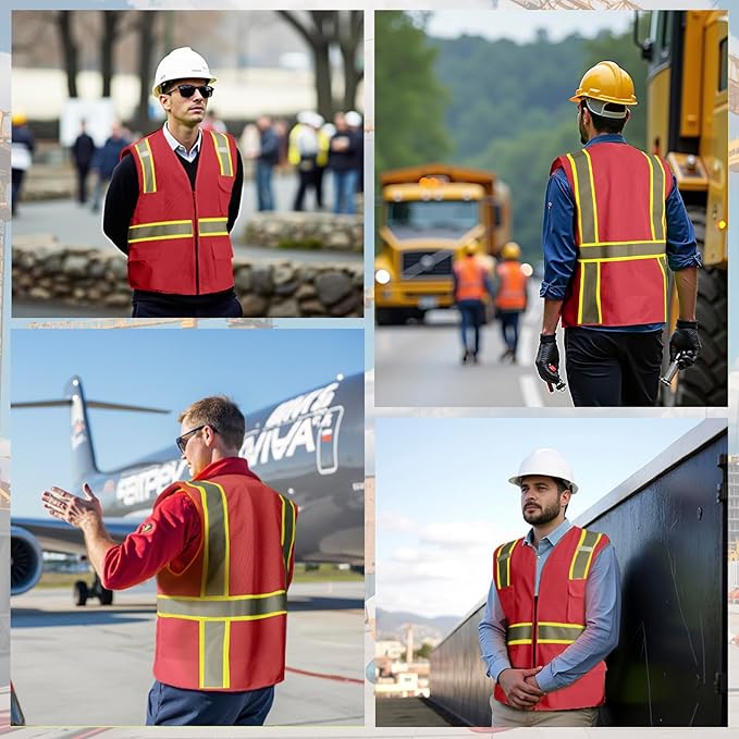 BeautyWill 10/20 Pack Custom Logo Safety Vest,Bulk High Visibility Class 2 Reflective Work Vests