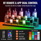 VEVOR LED Lighted Liquor Bottle Display, 3 Tiers 40 Inches, Supports USB, Illuminated Home Bar Shelf with RF Remote & App Control 7 Static Colors 1-4 H Timing, Acrylic Lighted Shelf for 30 Bottles