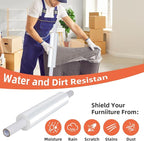 15in Stretch Wrap Roll - Heavy Duty Industrial Strength 15" 1200ft with Extended Cardboard Handles, Clear Cling Shrink Wrap Film Roll 60 Gauge - Ideal for Furniture, Moving, Pallet Packing(2 Rolls)