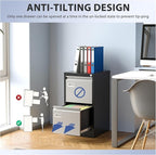 2 Drawer File Cabinet, Filing Cabinets for Home Office, Metal Vertical File Storage Cabinet with Lock, Locking File Cabinet for A4 Legal/Letter, 15.1" W x 17.7" D x 28.7" H, Assembly Required