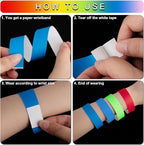 1200 Pcs Plastic Paper Wristbands for Events Neon Color Wrist Bands Concert Identification Wristbands Paper Bracelets Wristbands Party Hand Bands (Red, Fluorescent Green, Blue)