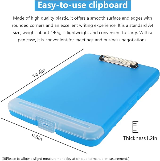 SFLHHDM Clipboards with Pen Holder, Legal Size Nursing Clipboard with Storage, Plastic Clip Board for Writing, Lightweight Cute Clipboard Storage with Low Profile Clip for Work, Office