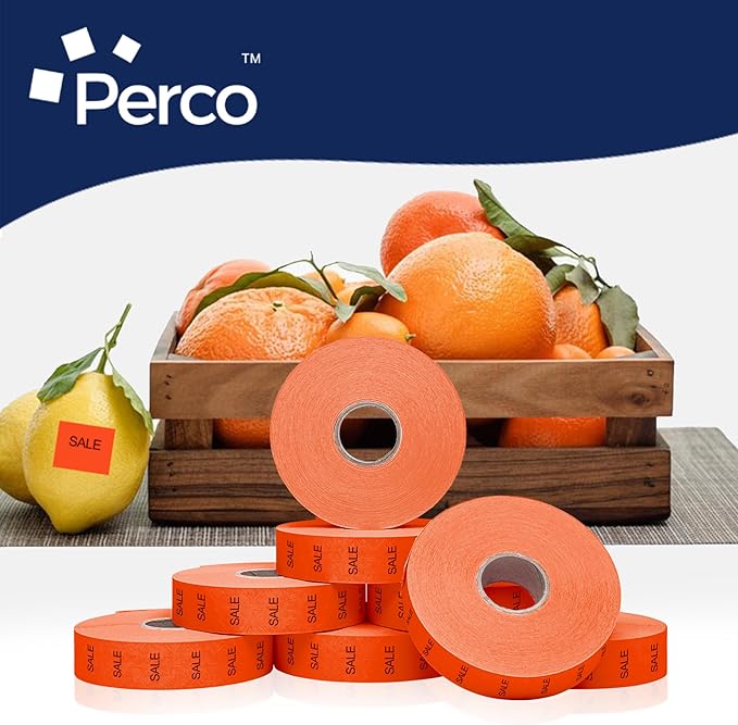Perco Red Sale Pricing Labels for Monarch 1136 Price Gun – 3 Sleeves, 24 Rolls Value Pack - 42,000 Price Marking Labels – with Ink Rolls Included