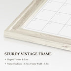 4 THOUGHT Whiteboard Calendar 24" x 18" Magnetic Dry Erase Board Wood Frame Wall-Mounted Monthly Planner White Board Decorative Notice Board for Office School Home, White Vintage