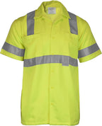 Ironwear 1860 Hi-Visibility Short Sleeve Buttoned Down Safety Work Shirt-Type R | ANSI Class 3 Compliant Lime