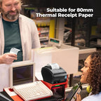 MUNBYN Thermal Paper 3 1/8 x 230ft, 50 Rolls Receipt Paper Work for Star Micronics TSP100 TSP143 Epson 80mm Receipt Printer Square POS Register, 80mm Thermal Receipt Papers, BPA Free, Plus Version