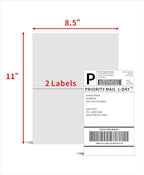 KKBESTPACK Half Sheet Shipping Labels for Laser and Inkjet Printers – 2 Per Page Self Adhesive Mailing Labels for Packages – White 8.5 x 5.5 Postage Labels for Shipping Boxes (1000 Labels) (KK2LP)
