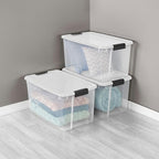 Sterilite 4 Pack Ultra Latching Box, Storage Bins with Lids, Clear Plastic, 70 Quart - Heavy-Duty Organizing Containers for Closet, Bathroom, and Office