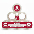 Tape King Clear Packing Tape | 60 Yards Per Roll (6 Rolls) | 3 Inch Wide Heavy Duty Packing Tape 2.7mil Strong Adhesive for Moving Boxes, Shipping Cartons, Office Use, Storage (360 Yards)