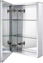Fundin Aluminum Bathroom Medicine Cabinet with Framless Double Sided Mirror Door15 Inch x 24 Inch Recess or Surface Mount, Silver