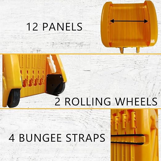 13 Foot Portable Driveway Fence Safety Barriers Barricade Expandable Mobile Folding System for Construction Traffic Control Driveway Gate Outdoor