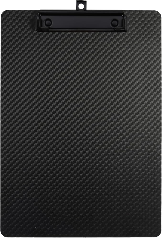 Hardened 9.4" Wx12.6 L 3K Carbon Fiber Clipboard Ultimate Light and Thin Portable Cool Black Twill Smooth Hard Writing Board Black Low Profile Clip Hide Hook Art Paint Draw