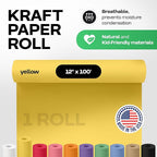 12" x 1200" (100 feet) Yellow Kraft Paper Roll - USA-Made Quality Craft Paper for Gift Wrapping, Kids' Arts & Crafts, School Projects - 100% Recycled Natural Material 50lb Thickness by IDL Packaging