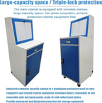 Industrial PC Enclosure Computer Security Cabinet Lockable Detachable Steel Cabinet with Wheels USB Cooling Fan, Adjustable Shelves for Control Equipment (65x60x109.5cm)