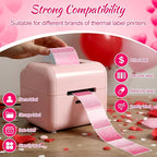 Ctosree 500 Pcs/ 1 Roll Thermal Sticker Labels Self Adhesive Direct Thermal Labels Multipurpose Printer Stickers for DIY, Name Tag(Heart,2 Inches,Shimmering Pink Gradient)