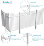 Patio Outdoor Fence 36"Hx84"L (8Sets) White Vinyl Picket Fence Panels Privacy Fence Decorative, PVC Garden Fence Temporary Fencing for Backyard Porch Dogs, Suitable for Soft Ground
